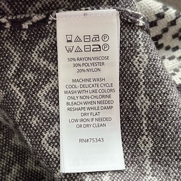 Joie Sweater Women's M Black Gray Ombré Fair Isle Nordic Mock Neck Knit Cozy NWT - Picture 8 of 10